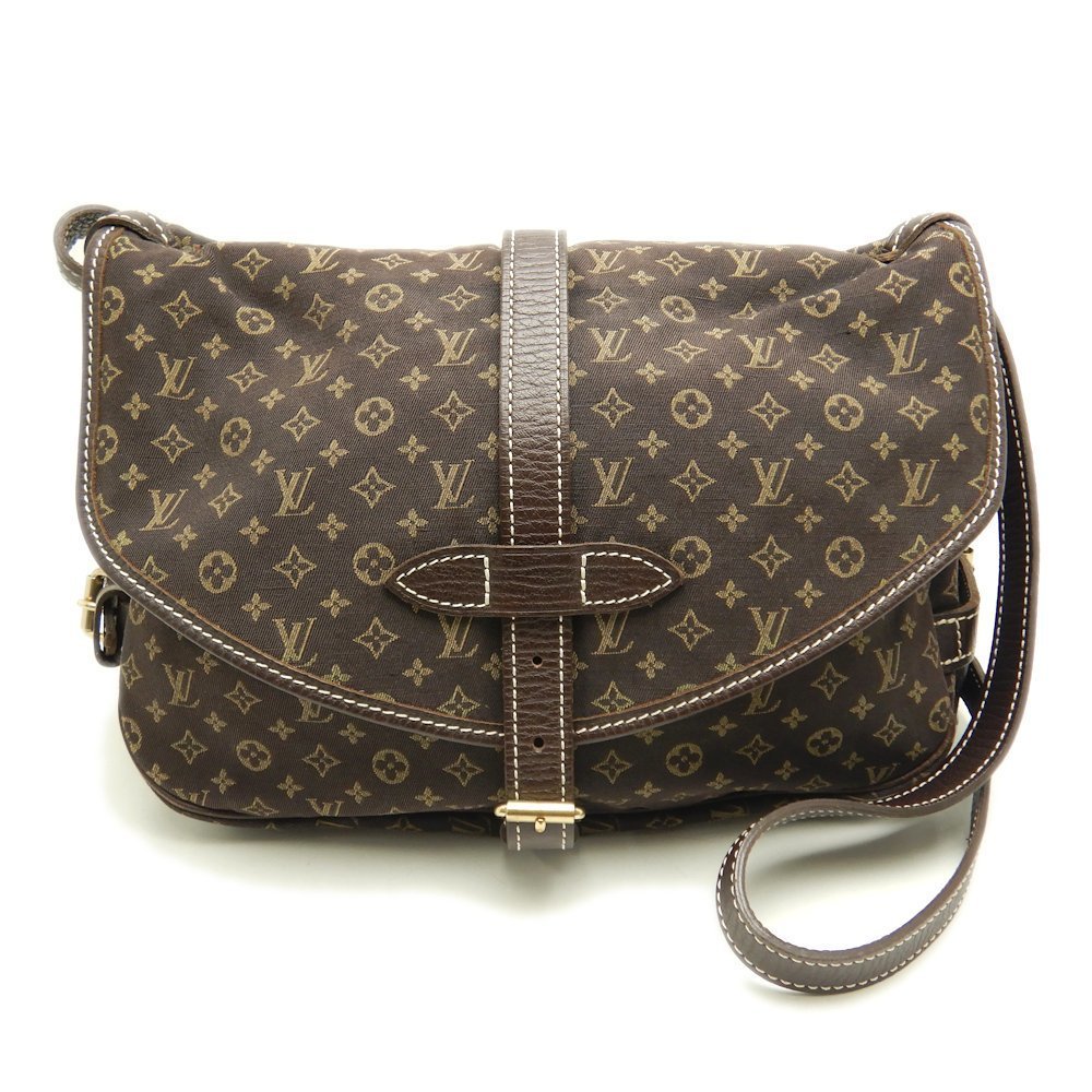 Louis Vuitton Monogram Mini Run Saumur Ebene Shoulder Bag Brown